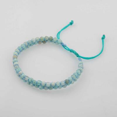 Akuamarin 3-4mm Çift Sıra Doğal Taş Bileklik - 4