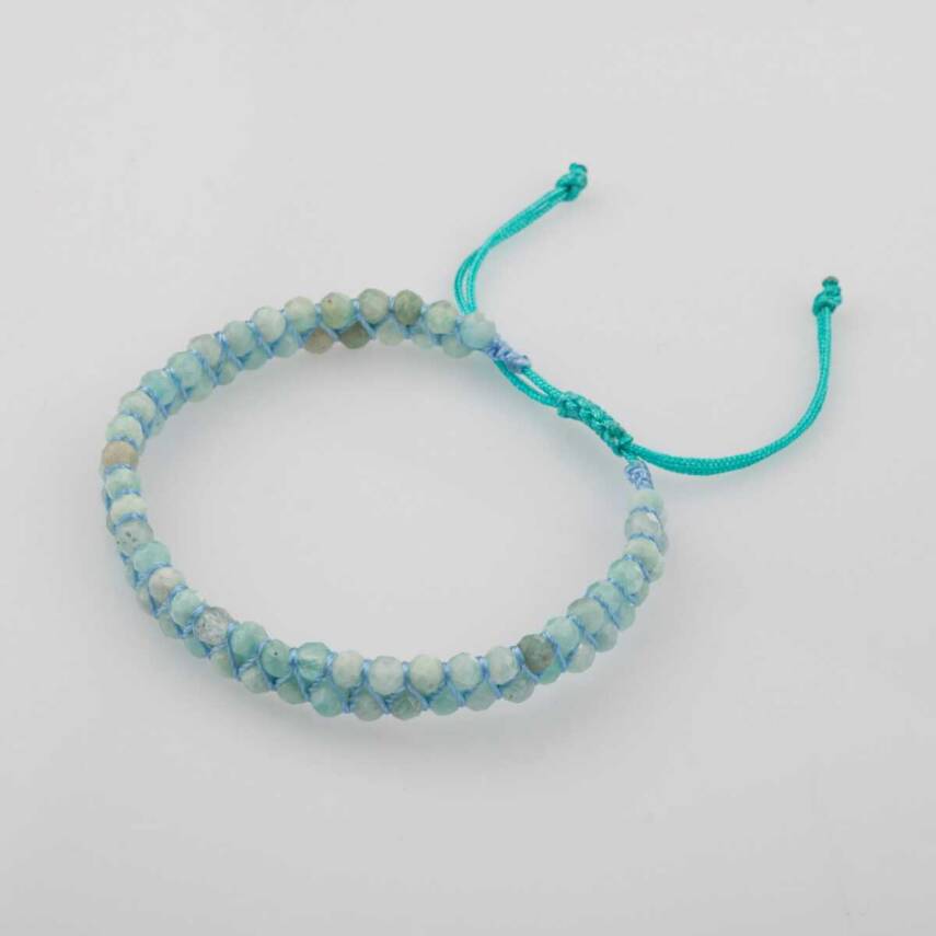 Akuamarin 3-4mm Çift Sıra Doğal Taş Bileklik - 4
