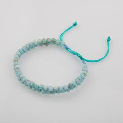 Akuamarin 3-4mm Çift Sıra Doğal Taş Bileklik - 4