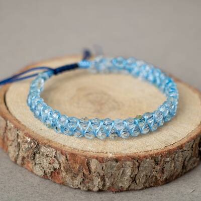 Akuamarin 3-4mm Çift Sıra Doğal Taş Bileklik - 5
