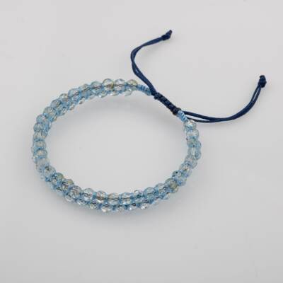 Akuamarin 3-4mm Çift Sıra Doğal Taş Bileklik - 8
