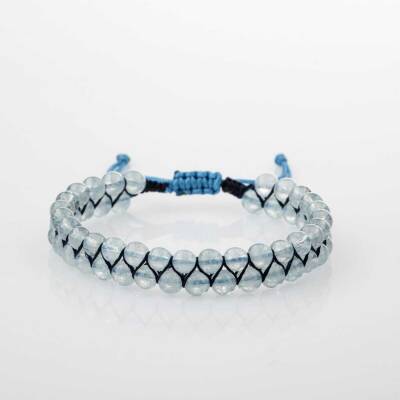 Akuamarin 4mm Çift Sıra Doğal Taş Bileklik - 5