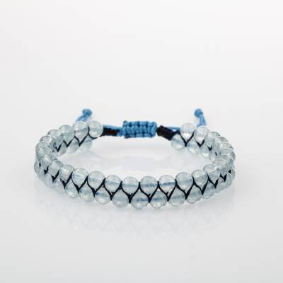 Akuamarin 4mm Çift Sıra Doğal Taş Bileklik - 4
