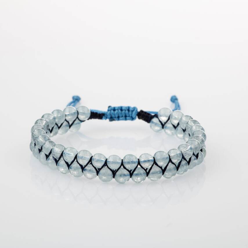 Akuamarin 4mm Çift Sıra Doğal Taş Bileklik - 4