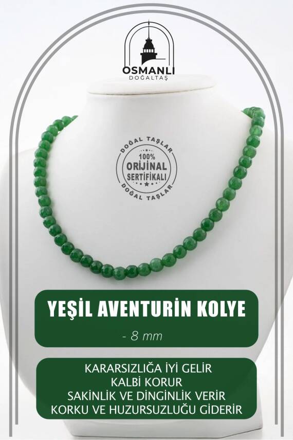 Akuamarin 6 mm Dizi Doğal Taş Kolye - 2