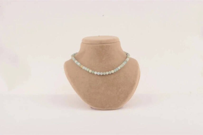 Akuamarin 6 mm Düğümlü Doğal Taş Kolye - 1