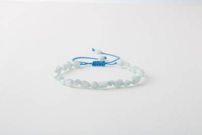 Akuamarin 6 mm Düğümlü Doğal Taş Kolye - Osmanlı Doğaltaş