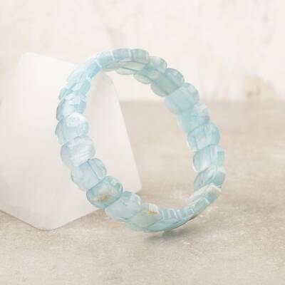 Akuamarin Doğal Taş Geniş Kesim Bileklik - Osmanlı Doğaltaş