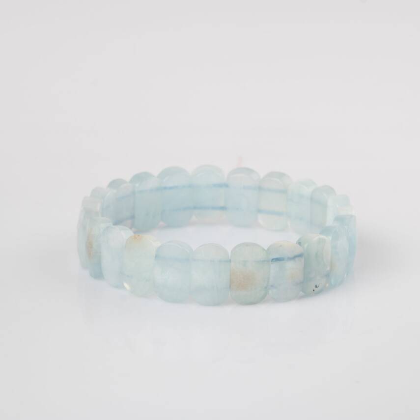 Akuamarin Doğal Taş Geniş Kesim Bileklik - 2