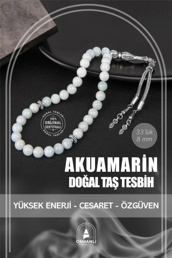 Akuamarin Doğal Taş Tesbih 33lük - 8mm - 2