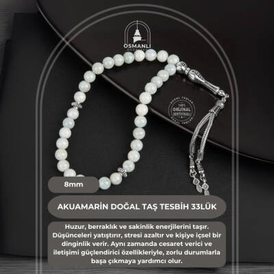 Akuamarin Doğal Taş Tesbih 33lük - 8mm - 2