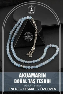 Akuamarin Doğal Taş Tesbih 99luk - 6mm - Osmanlı Doğaltaş