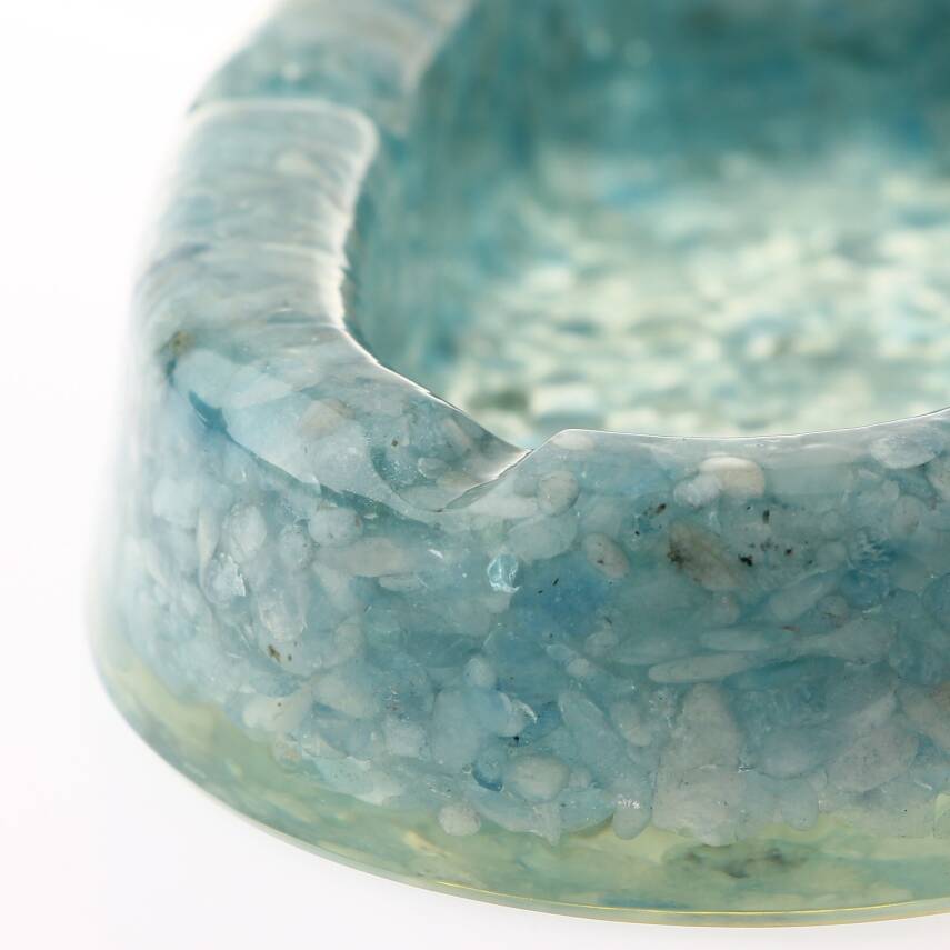 Akuamarin Doğaltaş Epoksi Kül Tablası - 3