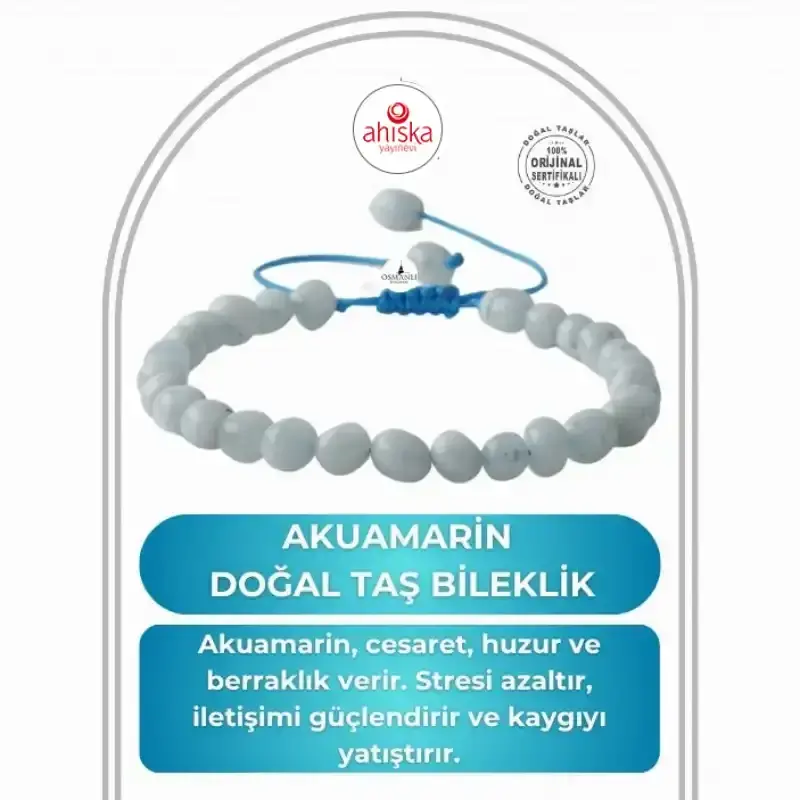 Akuamarin Natürel Kesim Doğal Taş Bileklik - 1