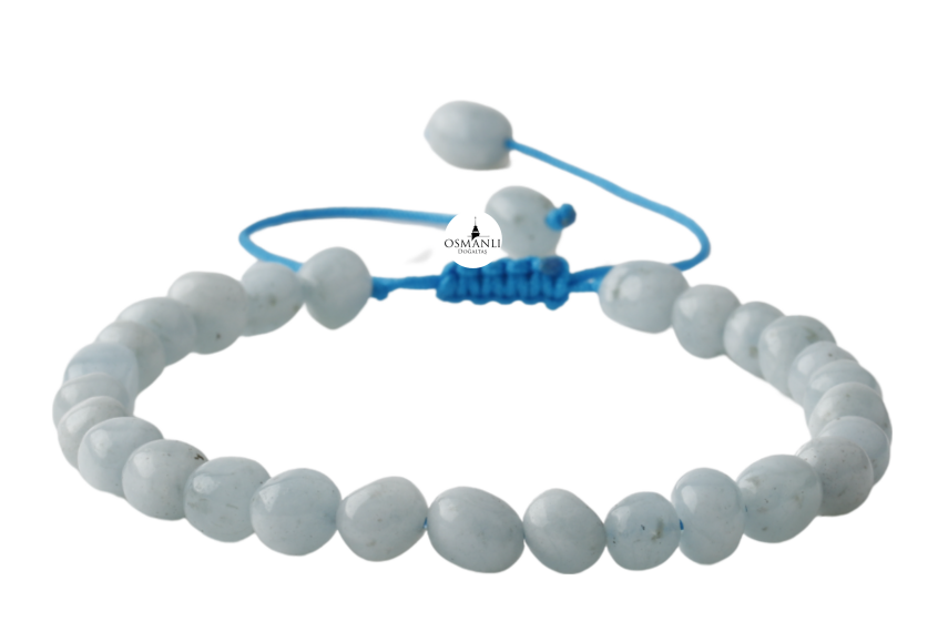 Akuamarin Natürel Kesim Doğal Taş Bileklik - 1