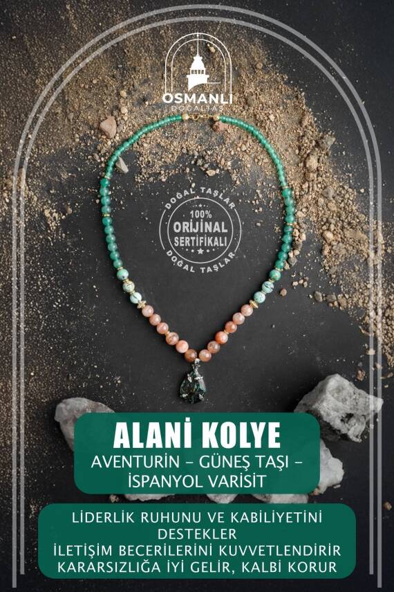 Alani, Aventurin Güneş Taşı İspanyol Varisit Doğal Taş Kolye - 1