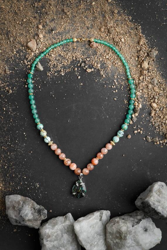 Alani, Aventurin Güneş Taşı İspanyol Varisit Doğal Taş Kolye - 3