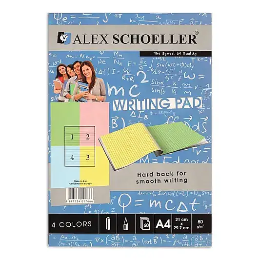 Alex Schoeller Renkli Bloknot 4 Renk Çizgili 60 Yp A4 - 1