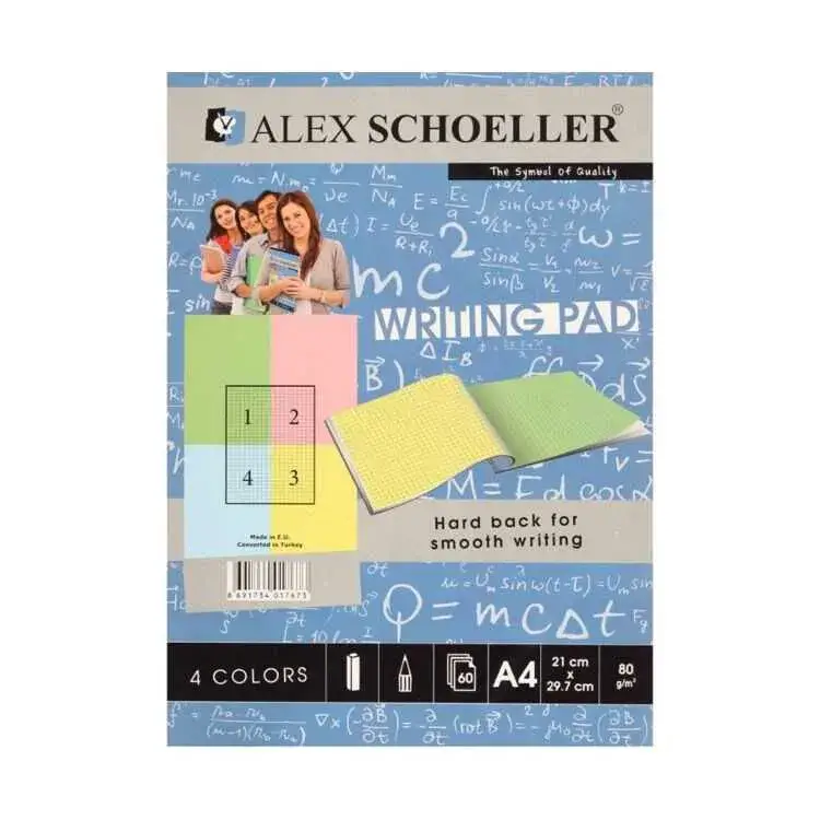 Alex Schoeller Renkli Bloknot 4 Renk Kareli 60 Yp A4 - 2