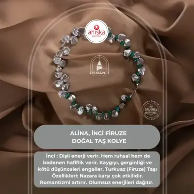 Alina, İnci Firuze Doğal Taş Kolye - Doğal Taş (1)