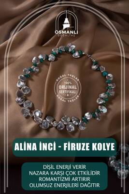 Alina, İnci Firuze Doğal Taş Kolye - Osmanlı Doğaltaş