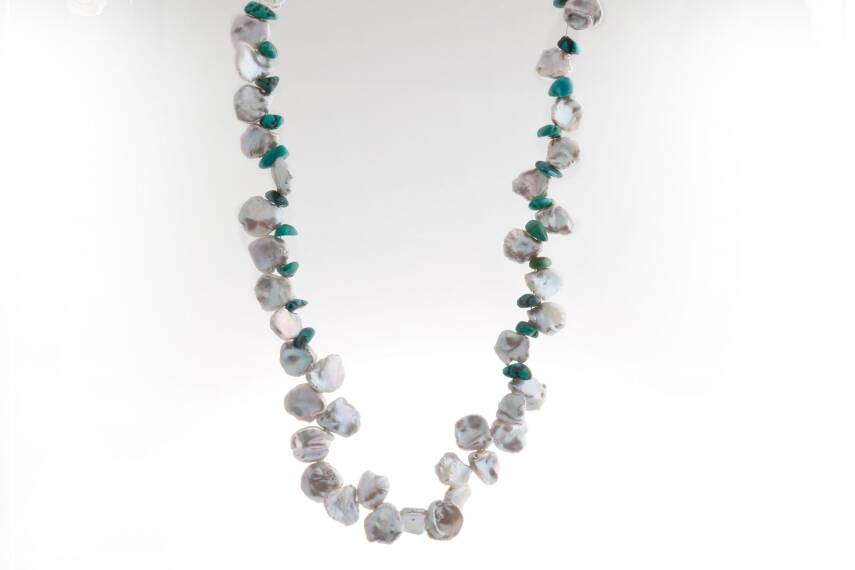 Alina, İnci Firuze Doğal Taş Kolye - 2