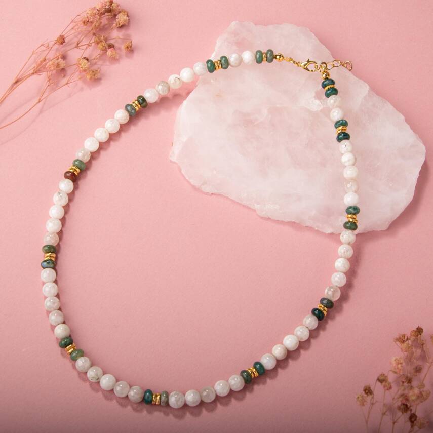 Altın Rutilli Kuvars Doğal Taş Rose Gümüş Oval Kolye - 1