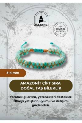 Amazonit 3-4mm Çift Sıra Doğal Taş Bileklik - Osmanlı Doğaltaş