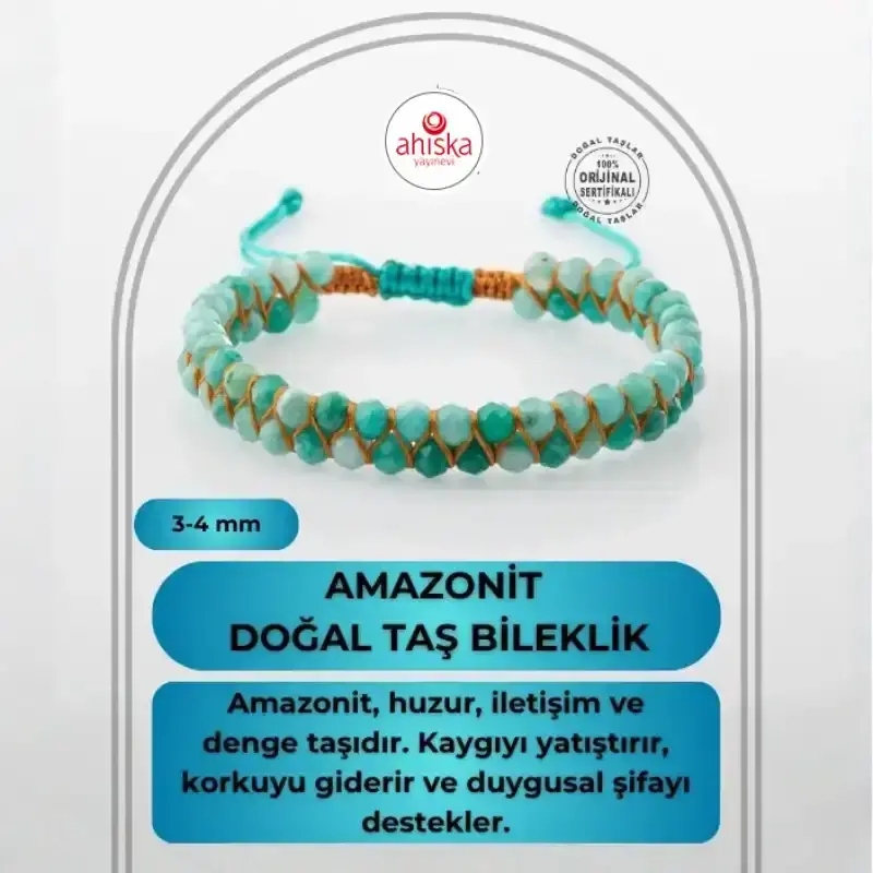 Amazonit 3-4mm Çift Sıra Doğal Taş Bileklik - 2