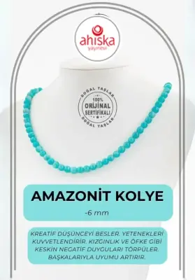 Amazonit 6 mm Dizi Doğal Taş Kolye - 1