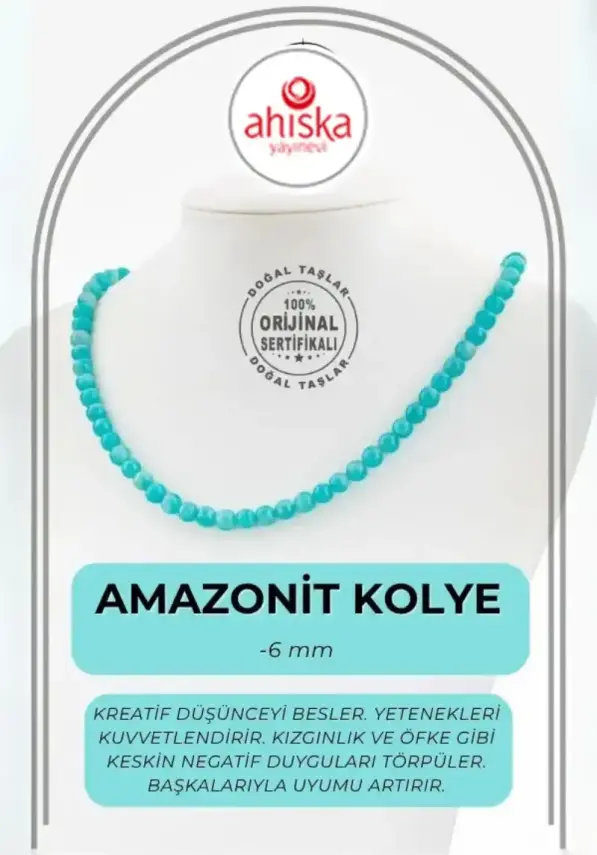 Amazonit 6 mm Dizi Doğal Taş Kolye - 1
