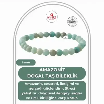 Amazonit 6mm Doğal Taş Bileklik - 1