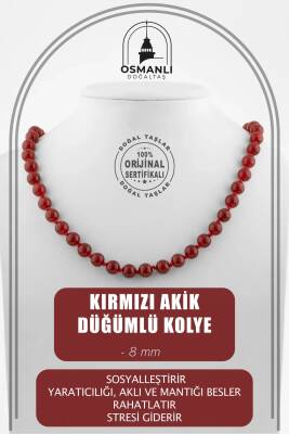 Amazonit 8 mm Düğümlü Doğal Taş Kolye - Osmanlı Doğaltaş