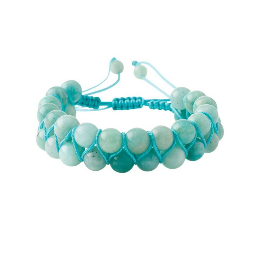 Amazonit 8mm Çift Sıra Makrome Doğal Taş Bileklik - 4