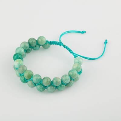 Amazonit 8mm Çift Sıra Makrome Doğal Taş Bileklik - Osmanlı Doğaltaş