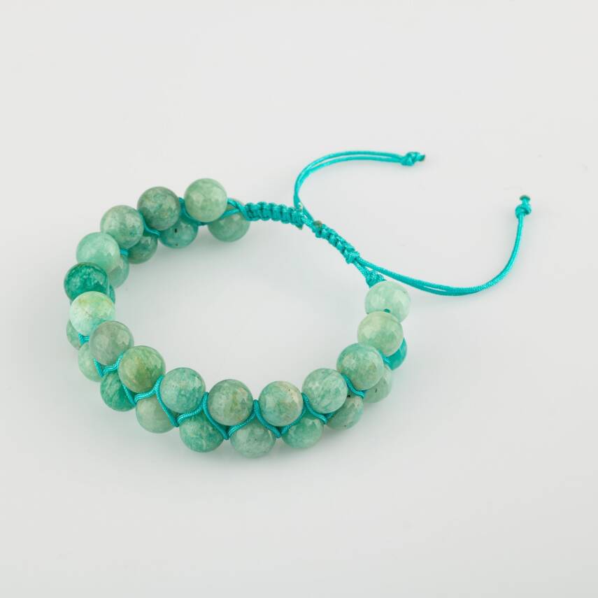 Amazonit 8mm Çift Sıra Makrome Doğal Taş Bileklik - 1