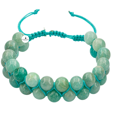 Amazonit 8mm Çift Sıra Makrome Doğal Taş Bileklik - 2