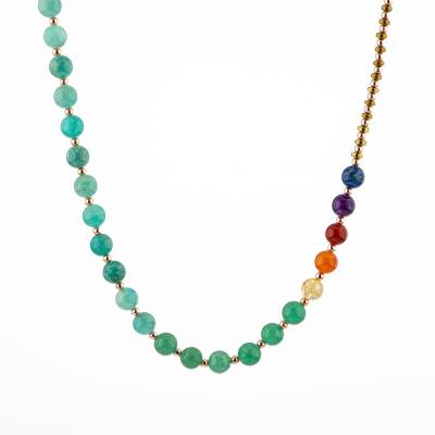 Amazonit -Aventurin-Sitrin-Karnelyan Akik-Kırmızı Akik-Ametist-Lapis Lazuli Kolye - Osmanlı Doğaltaş