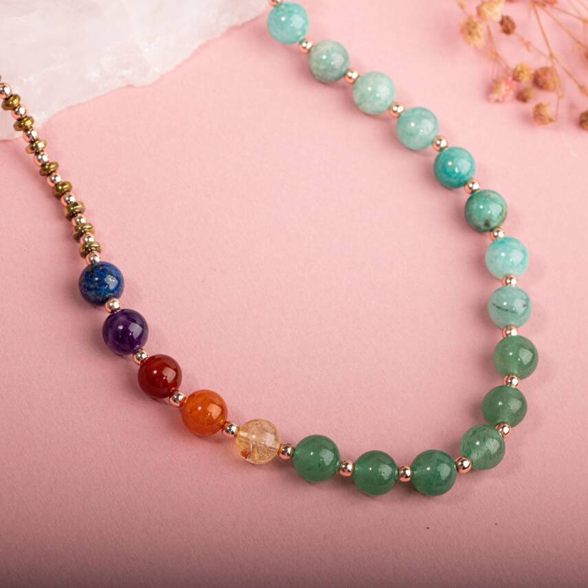 Amazonit -Aventurin-Sitrin-Karnelyan Akik-Kırmızı Akik-Ametist-Lapis Lazuli Kolye - 3