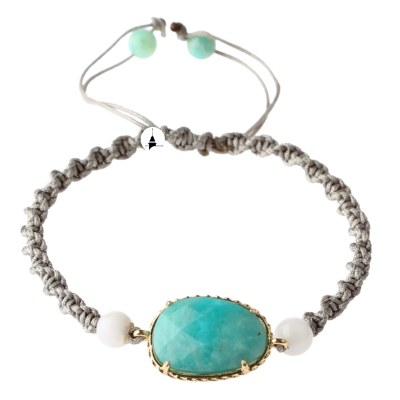 Amazonit-Ay Taşı Doğal Taş Makrome Örgü Bileklik - Osmanlı Doğaltaş