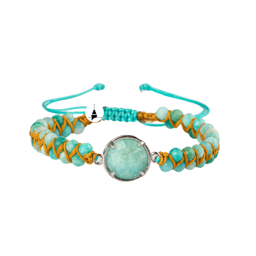 Amazonit Doğal Taş Makrome Bileklik - 1