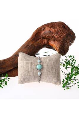 Amazonit Doğal Taş Makrome Örgü Bileklik - Osmanlı Doğaltaş