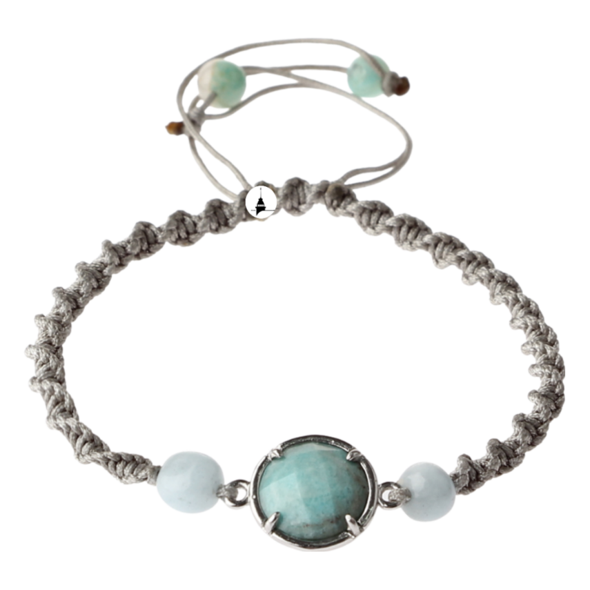 Amazonit Doğal Taş Makrome Örgü Bileklik - 1