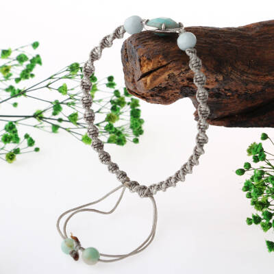 Amazonit Doğal Taş Makrome Örgü Bileklik - 3