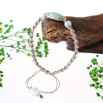 Amazonit Doğal Taş Makrome Örgü Bileklik - 8