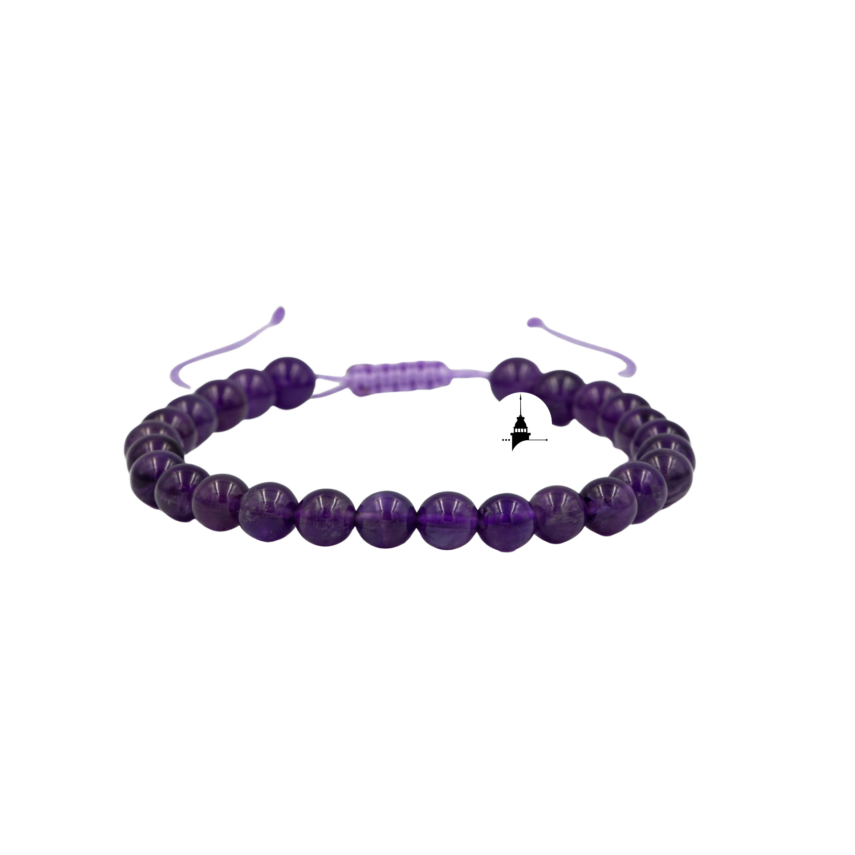 Ametist 6mm Merdiven Kapama Doğal Taş Bileklik - 1