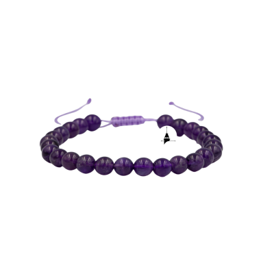 Ametist 6mm Merdiven Kapama Doğal Taş Bileklik - 2