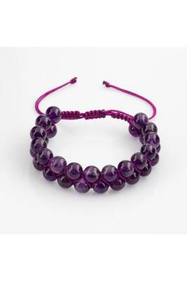 Ametist 8mm Çift Sıra Makrome Doğal Taş Bileklik - 2