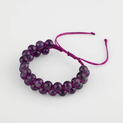 Ametist 8mm Çift Sıra Makrome Doğal Taş Bileklik - Osmanlı Doğaltaş