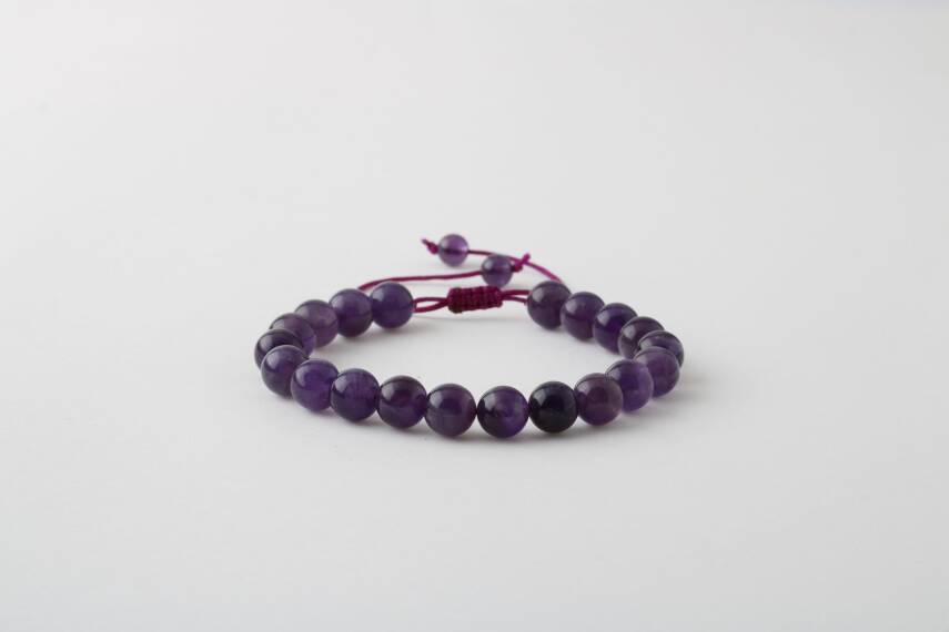 Ametist 8mm Merdiven Kapama Doğal Taş Bileklik - 1